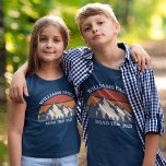 Custom Family Road Trip Mountains Nature Kids T-Shirt<br><div class="desc">This cool retro sunset over rocky mountains in nature makes a great image for an awesome set of customized t-shirts for a family reunion, road trip, or summer vacation. Commemorate your fun holiday week with matching tees for mom, dad, brother and sister. Just add your own last name and the...</div>