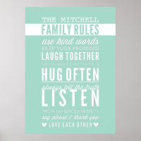 CUSTOM FAMILY RULES modern typography mint green