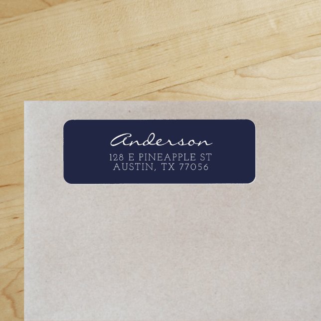 Custom Family Script Midnight Blue Return Address ("Everyday is abundantly beautiful." 
Sincerely Best Wishes from Lucky Design World)