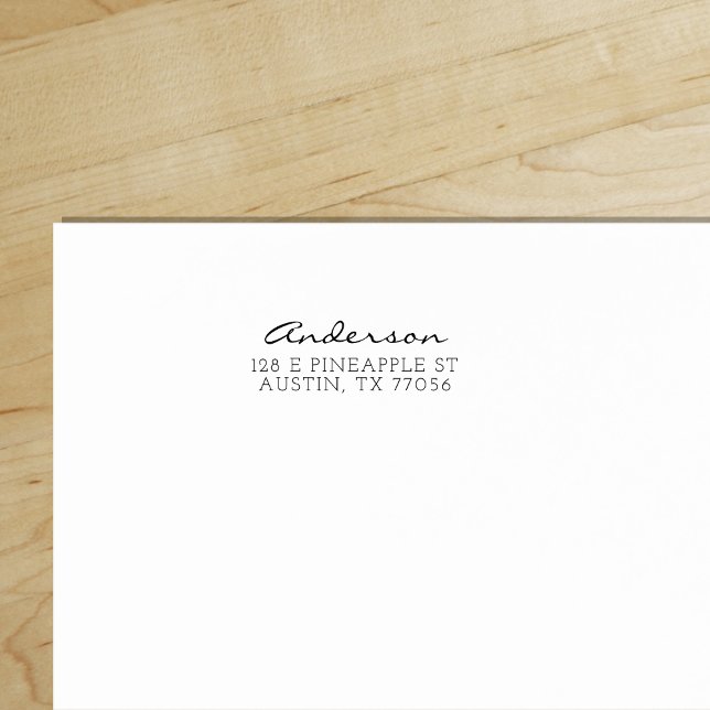 Custom Family Script Name Return Address Self-inking Stamp ("Everyday is abundantly beautiful." 
Sincerely Best Wishes from Lucky Design World)