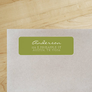 Custom Family Script   Olive Green  Return Address