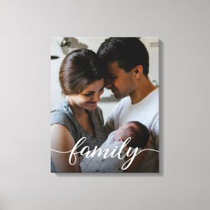 Custom Family script personalized photo Canvas Print