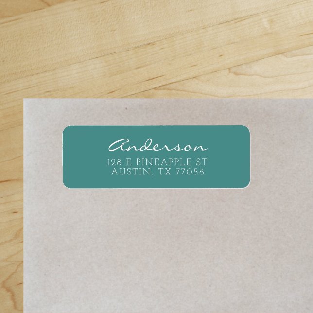 Custom Family Script | Teal | Return Address ("Everyday is abundantly beautiful." 
Sincerely Best Wishes from Lucky Design World)