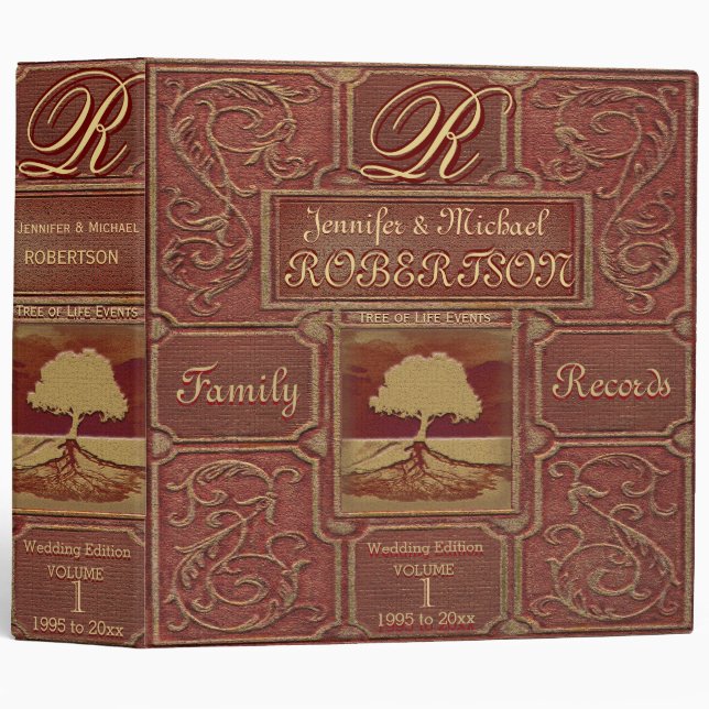 Custom Family Tree | Antique Leather Book Look Binder (Front/Spine)