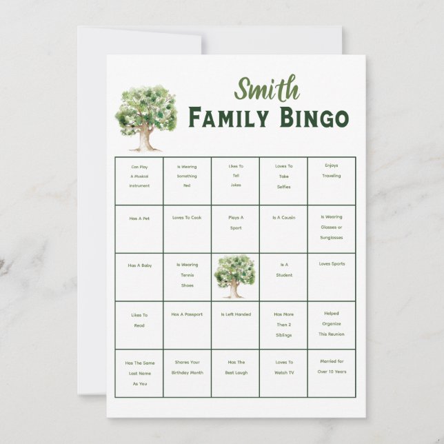 Custom Family Tree Bingo Renion Party Game Invitation (Front)