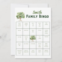 Custom Family Tree Bingo Renion Party Game