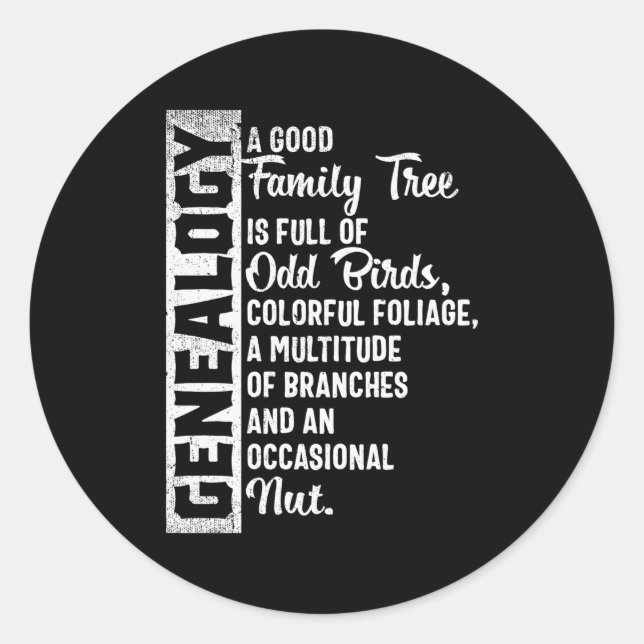 Custom Family Tree Genealogy For Genealogist Classic Round Sticker (Front)