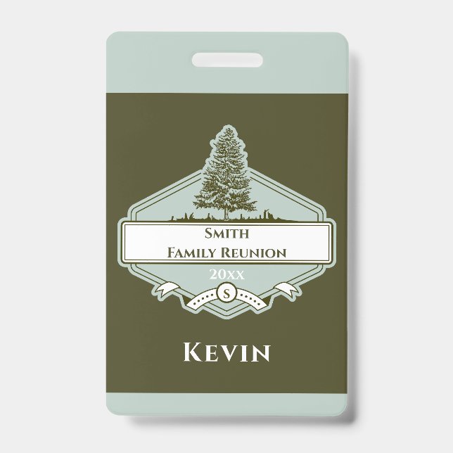 Custom Family Tree Logo Reunion Name Badge (Front)