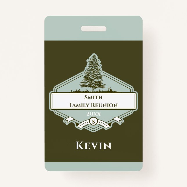 Custom Family Tree Logo Reunion Name Badge (Devant)