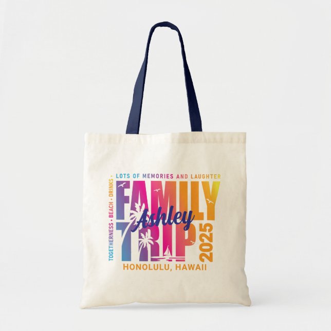 Custom Family Trip Matching Group Vacation Tote Bag (Front)