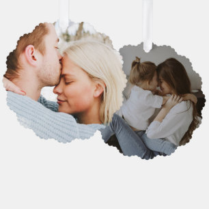 Custom Family Two Photo Christmas Ornament Card
