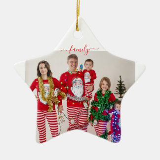 Custom Family Two Photo Double-Sided Christmas Ceramic Ornament