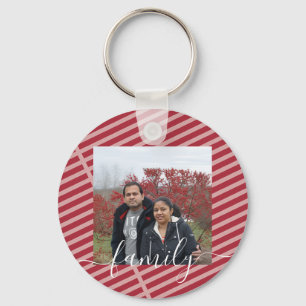Custom Family Two Photo Double-Sided Christmas Keychain