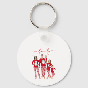 Custom Family Two Photo Double-Sided Christmas Keychain