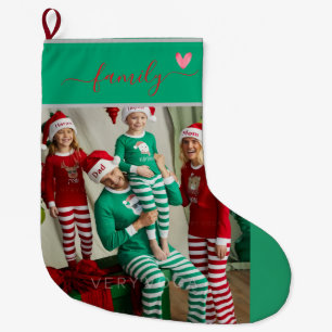 Custom Family Two Photo Double-Sided Christmas Large Christmas Stocking
