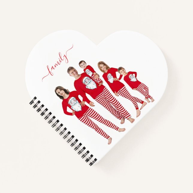 Custom Family Two Photo Double-Sided Christmas Notebook (Front)