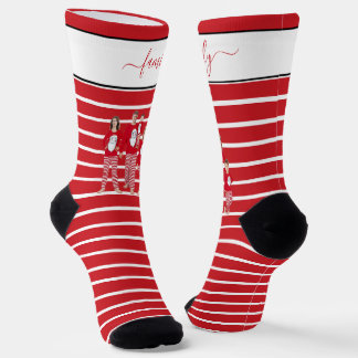 Custom Family Two Photo Double-Sided Christmas Socks