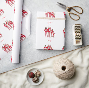 Custom Family Two Photo Double-Sided Christmas Wrapping Paper