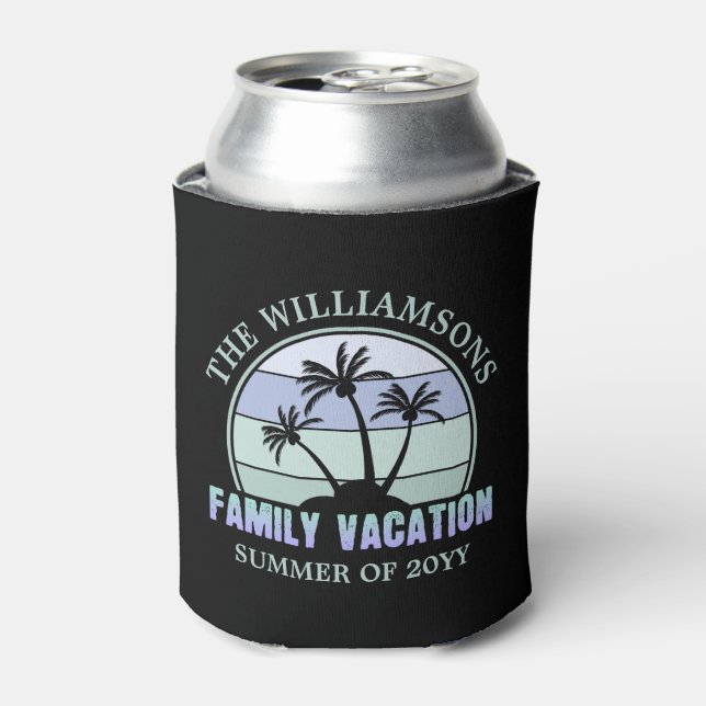 Custom Family Vacation Beach Tropical Island Can Cooler (Can Front)