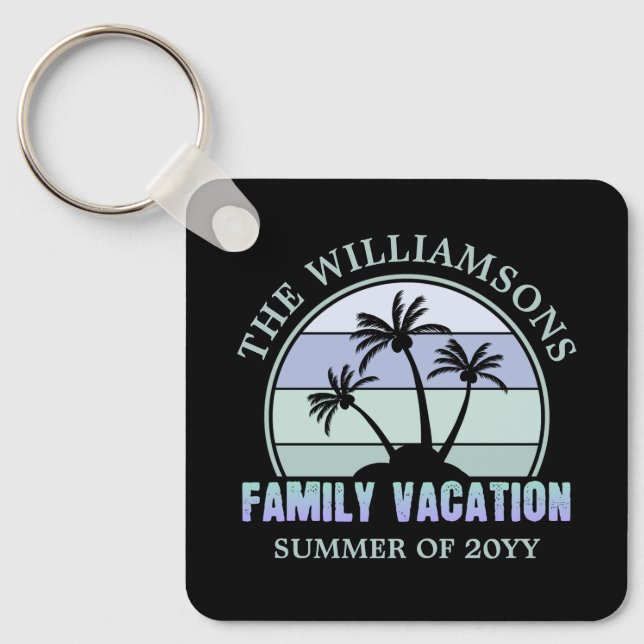 Custom Family Vacation Beach Tropical Island Keychain (Front)