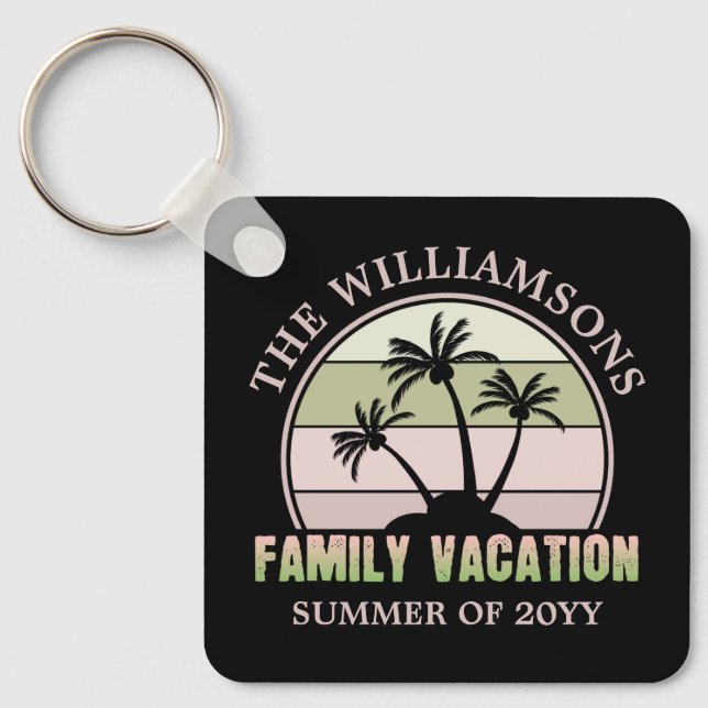 Custom Family Vacation Beach Tropical Island Keychain (Front)