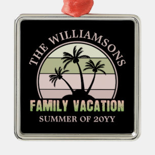 Custom Family Vacation Beach Tropical Island Metal Ornament