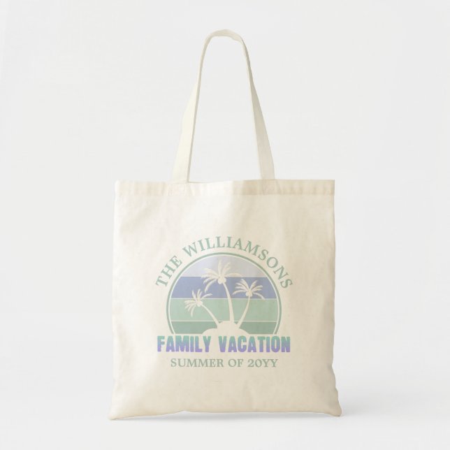Custom Family Vacation Beach Tropical Island Tote Bag (Front)