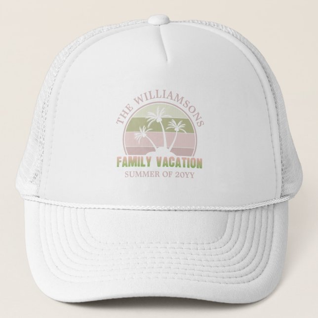 Custom Family Vacation Beach Tropical Island Trucker Hat (Front)