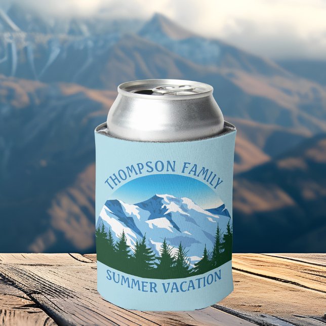 Custom Family Vacation Blue Mountain Forest Nature Can Cooler (Creator Uploaded)
