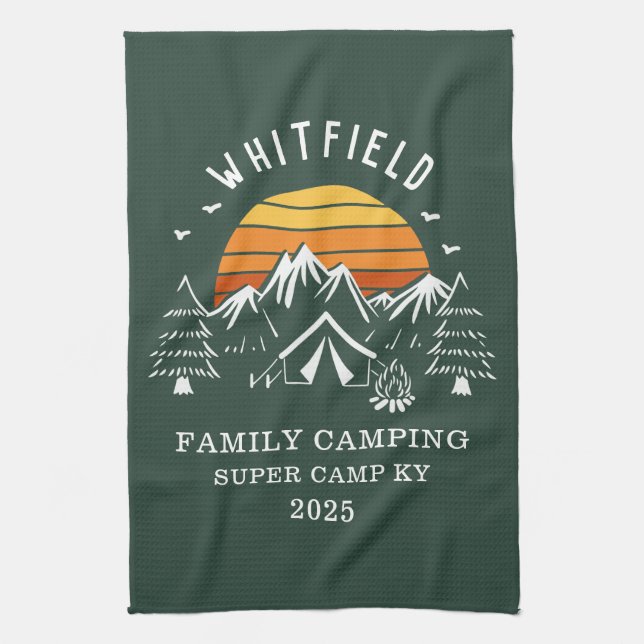 Custom Family Vacation Camping Matching Kitchen Towel (Vertical)