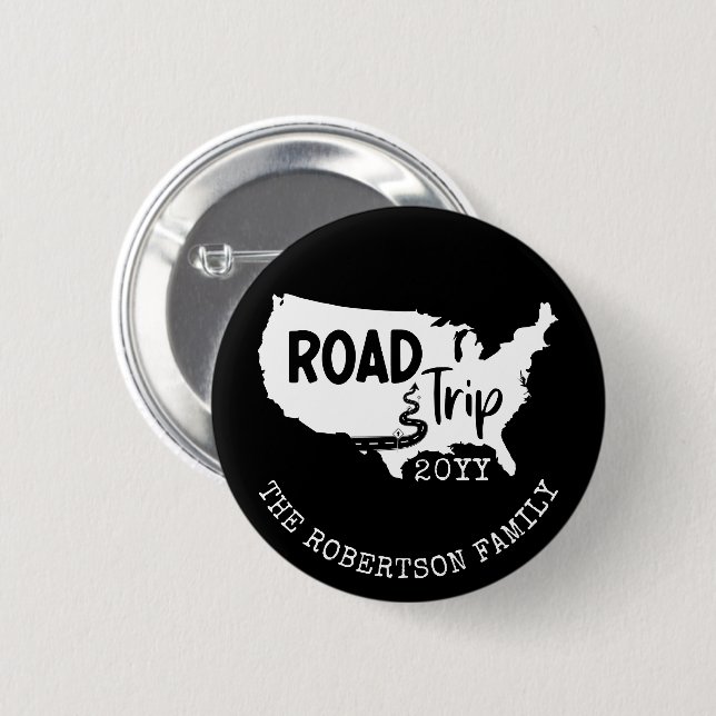 Custom Family Vacation | Family Road Trip USA Map 2 Inch Round Button (Front & Back)