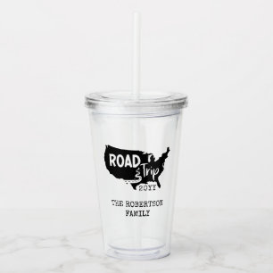 Custom Family Vacation   Family Road Trip USA Map Acrylic Tumbler