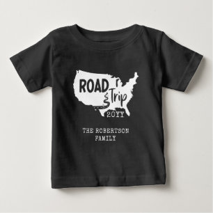 Custom Family Vacation   Family Road Trip USA Map Baby T-Shirt