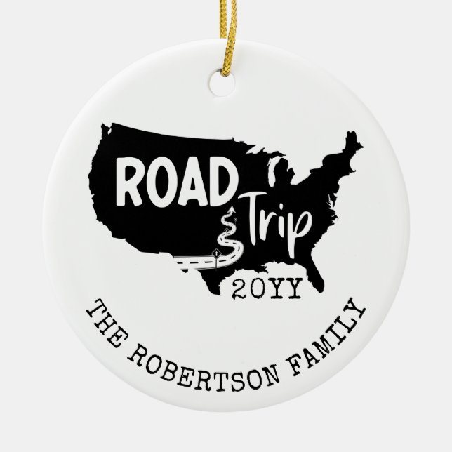 Custom Family Vacation | Family Road Trip USA Map Ceramic Ornament (Front)