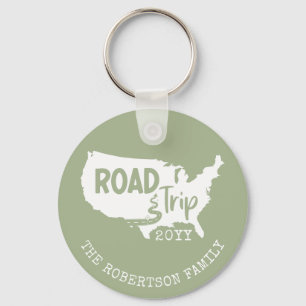 Custom Family Vacation   Family Road Trip USA Map Keychain