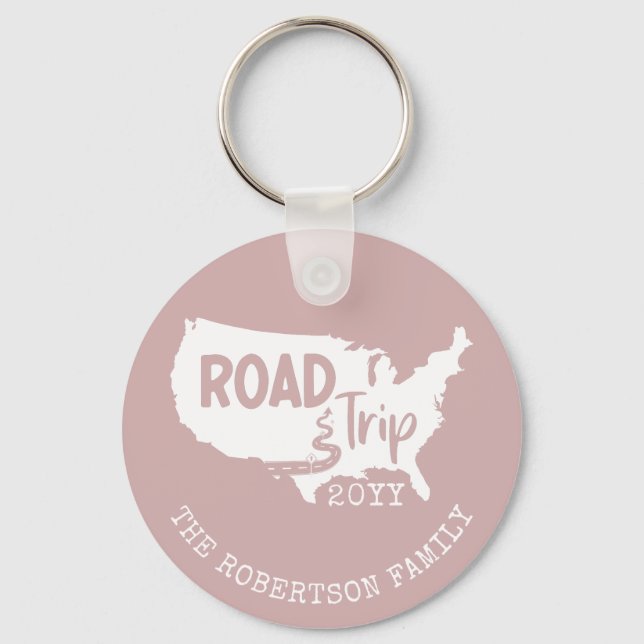Custom Family Vacation | Family Road Trip USA Map Keychain (Front)