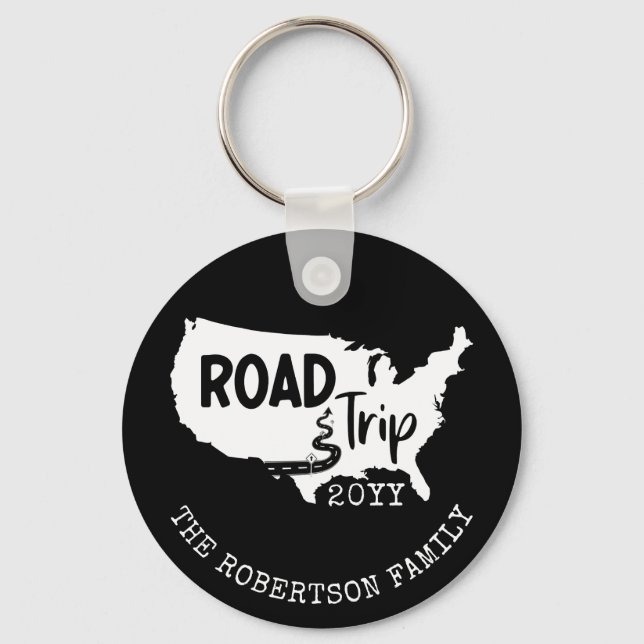 Custom Family Vacation | Family Road Trip USA Map Keychain (Front)