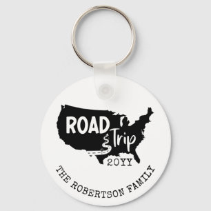 Custom Family Vacation Family Road Trip USA Map Keychain