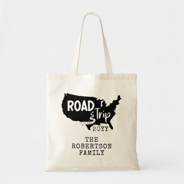 Custom Family Vacation | Family Road Trip USA Map  Tote Bag (Front)