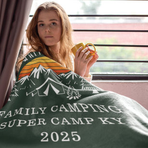 Custom Family Vacation Matching Camping Fleece Blanket