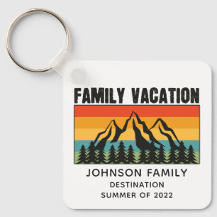 Custom Family Vacation Mountains Hiking Camping Keychain