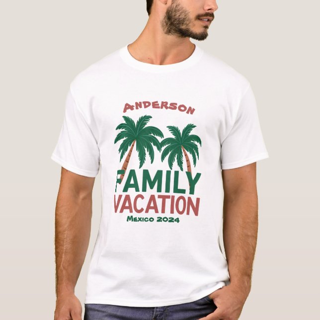 Custom Family Vacation Palm Tree Group Matching T-Shirt (Front)