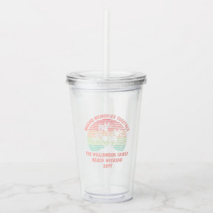 Custom Family Vacation Retro Tropical Beach Trip Acrylic Tumbler