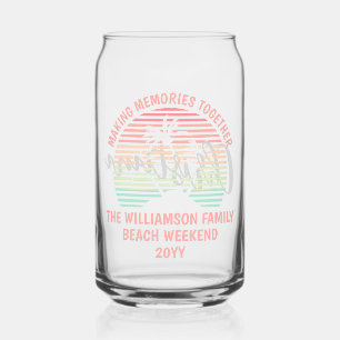 Custom Family Vacation Retro Tropical Beach Trip Can Glass