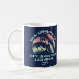 Custom Family Vacation Retro Tropical Beach Trip Coffee Mug