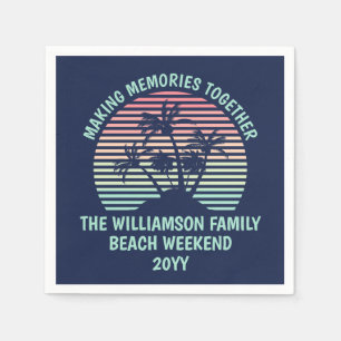 Custom Family Vacation Retro Tropical Beach Trip Napkin