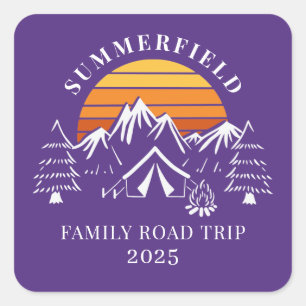 Custom Family Vacation Road Trip Camping Square Sticker