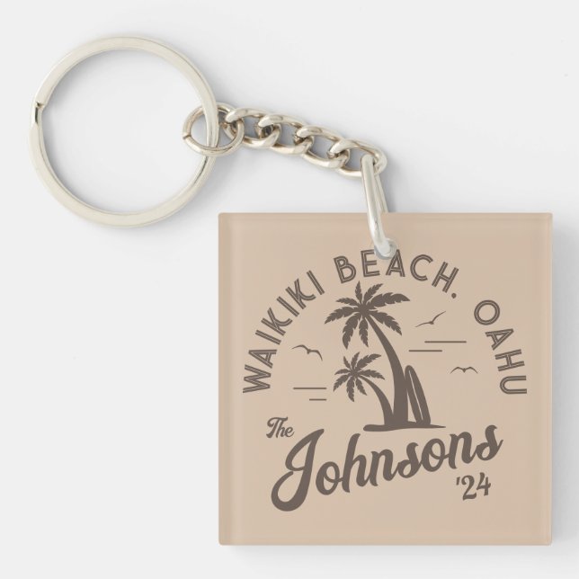 Custom Family Vacation Summer Beach Group Trip Keychain (Front)