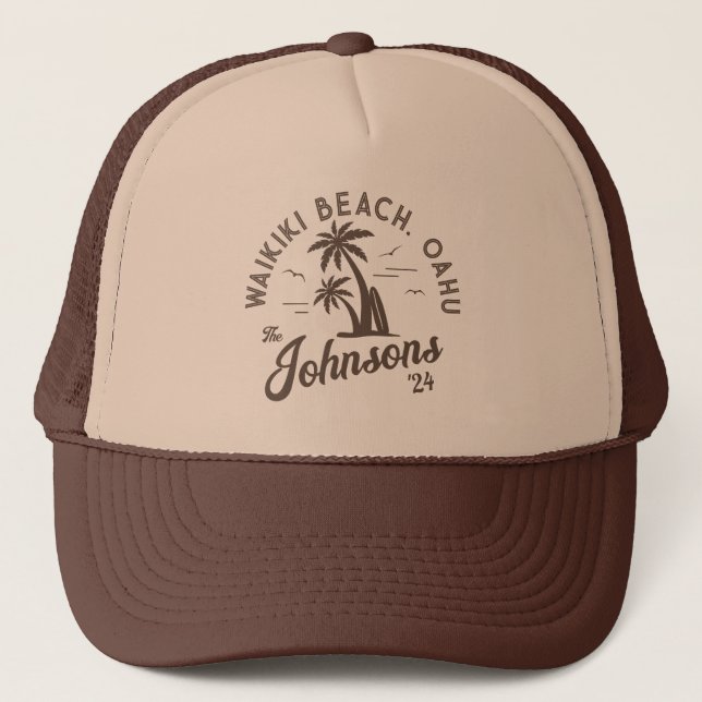 Custom Family Vacation Summer Beach Group Trip Trucker Hat (Front)