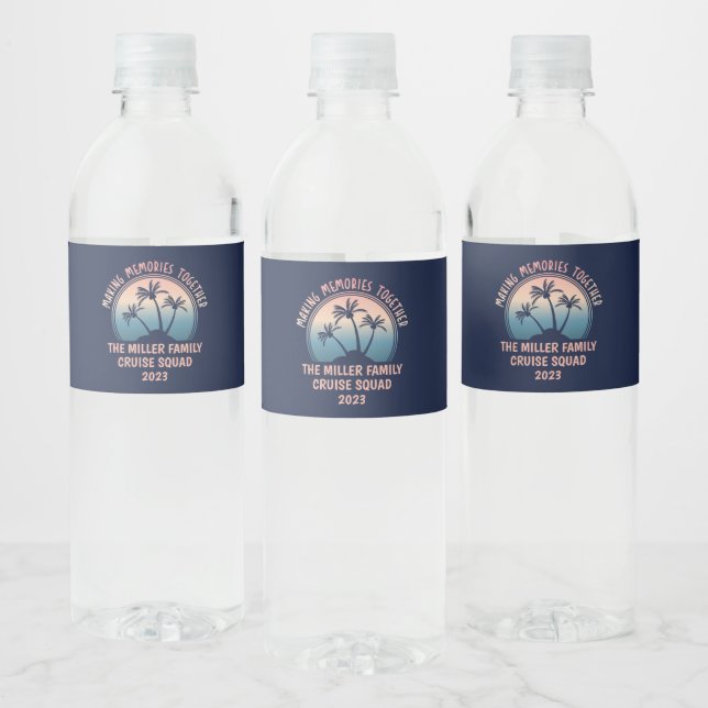 Custom Family Vacation Summer Beach Trip Water Bottle Label (Bottles)